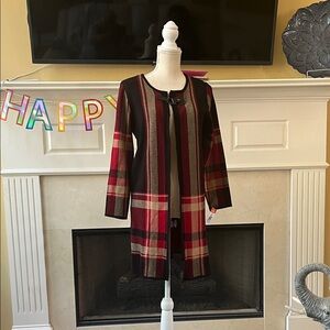 Kasper Multicolor Plaid Women's Cardigan, Size M